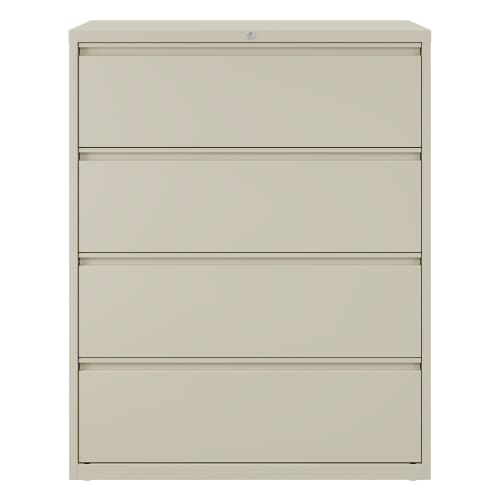 Hirsh 42" Wide 4 Drawer Metal Lateral File Cabinet, Putty